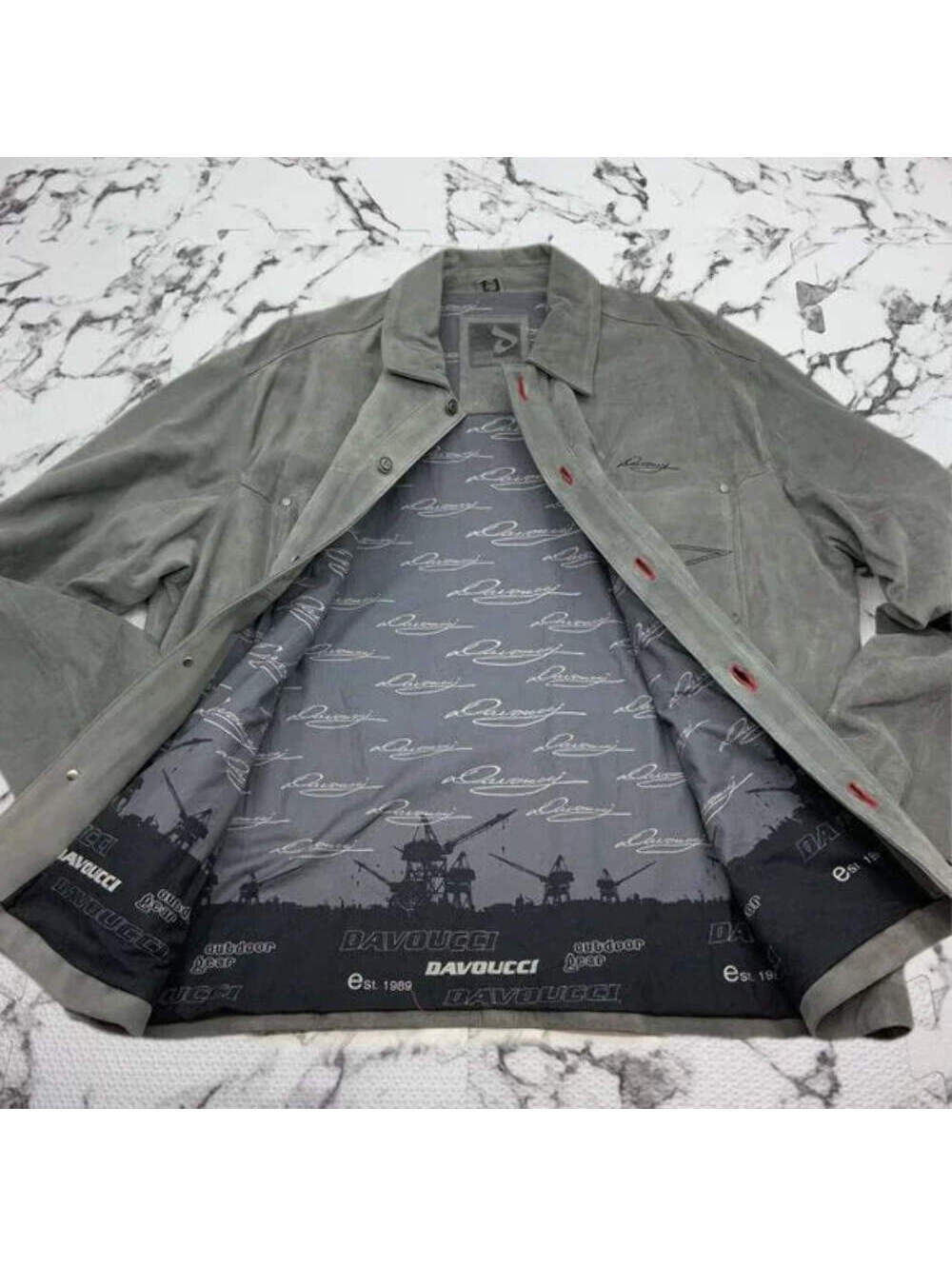 Men's Davoucci Grey Tiny Corduroy Genuine Suede Leather NWT